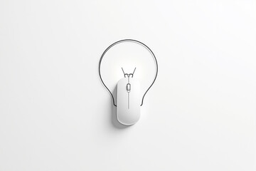 Poster - Computer mouse forming a light bulb shape on a white background.