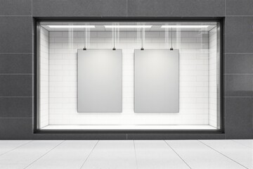 Aufkleber - Blank poster mockup in a clean storefront display.