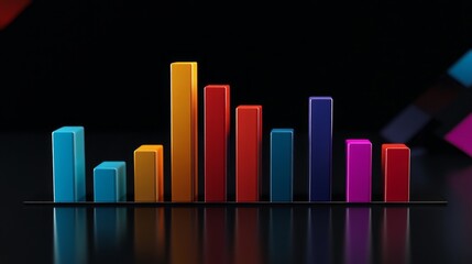 Aufkleber - A colorful D bar graph showcasing quarterly sales data, with bars labeled in different colors, placed on a sleek black surface, creating a striking visual presentation.