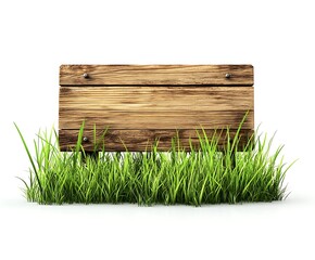 rustic wooden sign in verdant grass: a weathered wooden sign, nestled in a patch of vibrant, lush gr