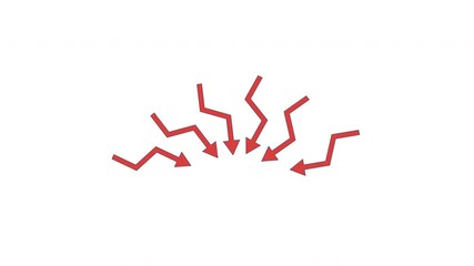 Poster - Economic pressure arrows pointing downward 2D cartoon object animation. Negative impact attacks. Economy crash. Aggressive crisis symbols animated flat colorful item 4K video isolated on white