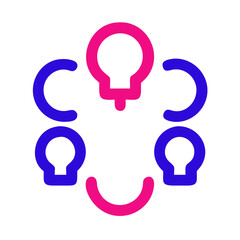 Poster - Collaboration Icon with Lightbulb Symbols in Vibrant Colors  
