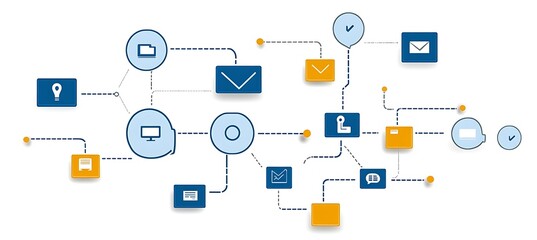 Poster - An abstract network diagram showing interconnected data communication elements