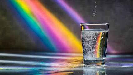 Poster - Rainbow Reflection in a Glass of Water