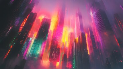 Poster - A stunning burst of multicolored fireworks illuminating a city skyline, casting colorful reflections on buildings and creating a festive ambiance.
