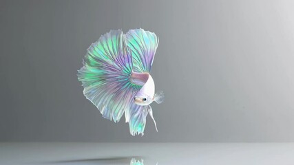 Poster - studio shot of a vibrantly colored betta fish gracefully swimming, its iridescent fins catching the 