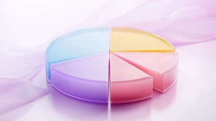Fototapete - A visually appealing D pie chart with a transparent background, featuring segments in pastel colors, representing different categories in a stylish data presentation.