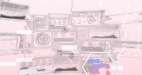 - Abstract data charts and graphs animation with pink and white color scheme