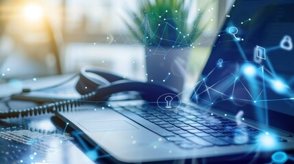Poster - an icon representing a phone and computer together in a digital workspace.