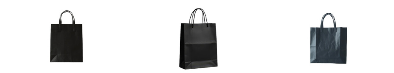 Aufkleber - Minimalist black shopping bags arranged in a clean layout for modern retail or design presentations