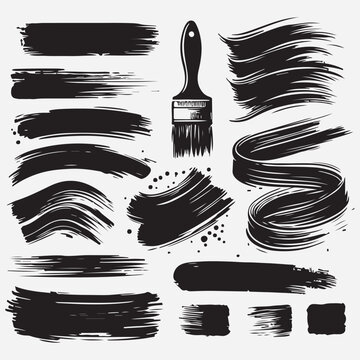 Vector hand drawn brush strock, grunge black paint stripe Text boxes for banner. stock illustration