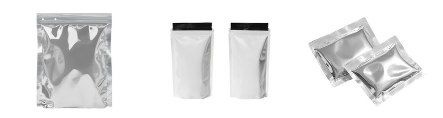 Aufkleber - Minimalist mockups featuring isolated silver packaging designs for product branding and marketing