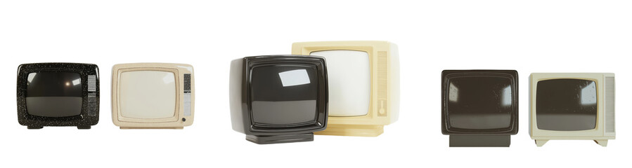 Poster - Minimalist mockups showcasing vintage television sets in various colors and styles for design inspiration