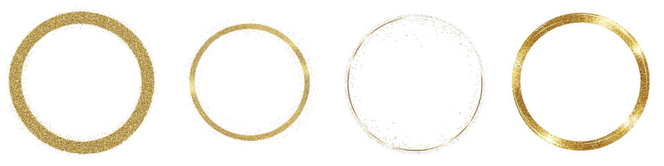Poster - minimalist isolated mockups featuring various circular designs in gold and white colors for elegant 