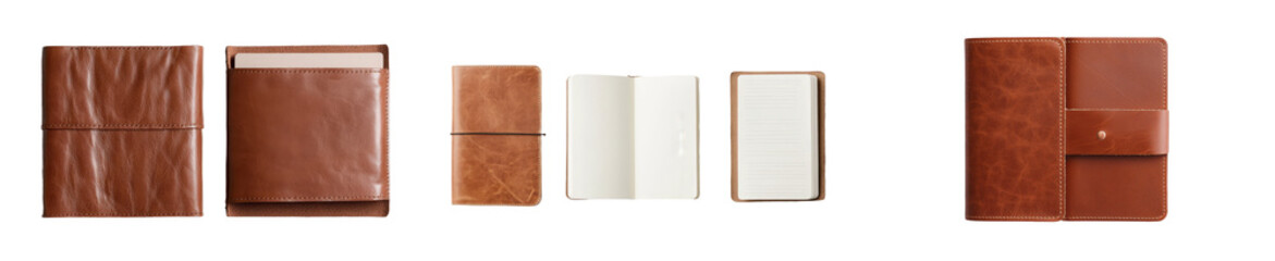 Aufkleber - Minimalist mockups of isolated leather notebooks for creative presentation and design showcase