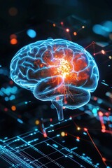 Poster - A high-resolution futuristic neural interface mapping human thoughts into structured logic, Critical Thinking Skills