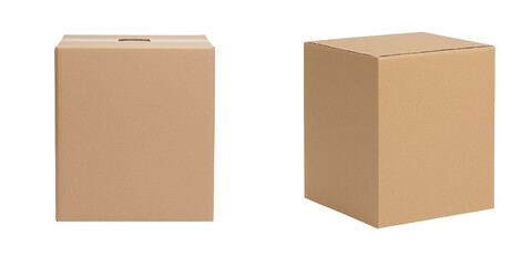 Poster - Minimalist mockups of isolated cardboard boxes in a clean, uncluttered setting ready for design showcasing