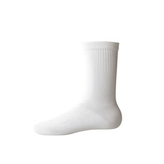 Poster - Minimalist isolated mockup of a single white ribbed sock on a plain background showcasing a simple design