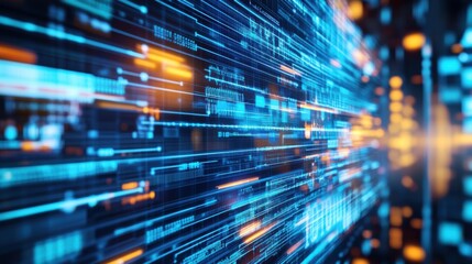 Poster - A vibrant, abstract depiction of digital data streams, showcasing glowing lines and nodes in a high-tech, futuristic environment.