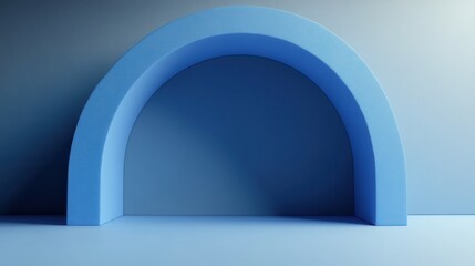 Poster - A minimalist blue arch structure set against a soft blue background, evoking a sense of calm and modern design.