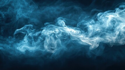 Poster - Ethereal blue smoke wisps swirl against a dark background, creating a mystical and fluid visual effect.