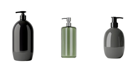 Leinwandbilder - Modern minimalist mockups of various cosmetic bottles displayed in an isolated setting for product presentation