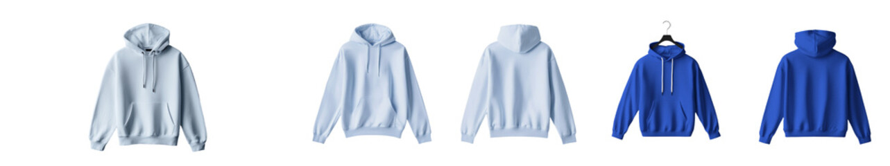 Poster - Showcasing minimalist mockups of hoodies in various colors and styles for fashion design and branding projects