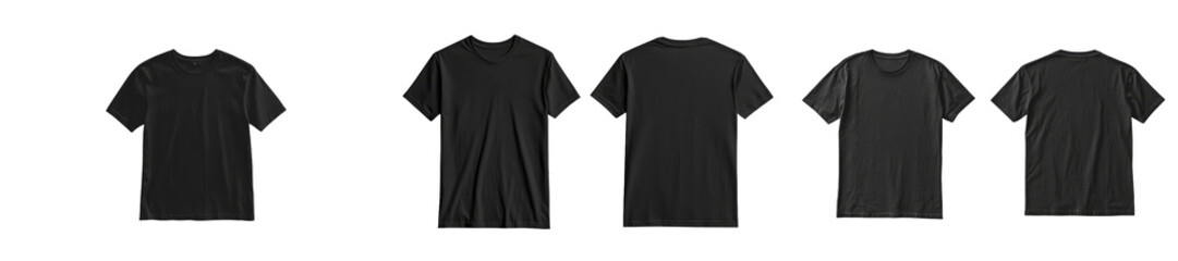 Poster - Minimalist black t-shirt mockups showing various angles ideal for design presentations or product showcases