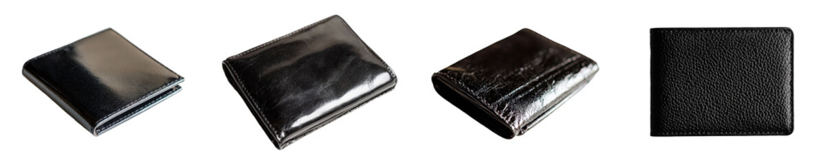 Aufkleber - Minimalist black wallet mockups showcasing various angles and textures for modern accessories
