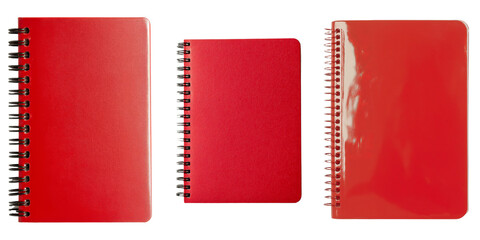 Aufkleber - Minimalist mockups of red spiral notebooks in various sizes on a clean white background