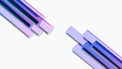 Poster - 3d geometry abstract background on white background, Transparent glossy glass, Colorful pole glass with dispersion.