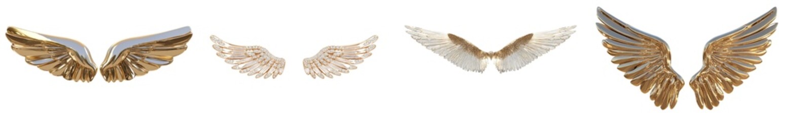Aufkleber - Minimalist mockups of isolated angel wings in different sizes and styles for decorative and artistic purposes