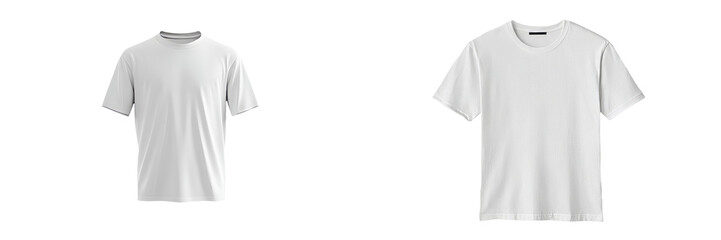 Leinwandbilder - Minimalist mockups of two plain white t-shirts isolated on a clean background for design presentation