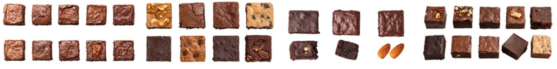 Poster - Assorted chocolate brownie mockups displayed in a minimalist style on a white background