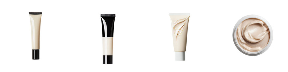Leinwandbilder - Minimalist mockups of beauty products showcasing various cream textures and packaging designs for clean aesthetic presentation