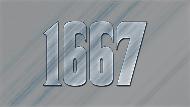 3D Glass effect number design of 1667, glassy background.