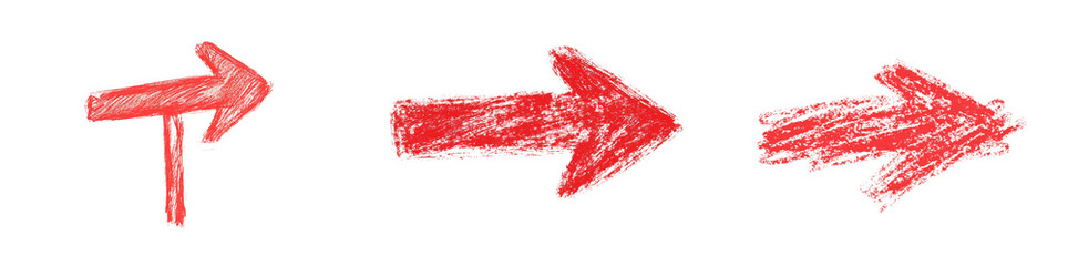 Aufkleber - Isolated minimalist mockups of various red arrows illustrating direction and movement on a white background