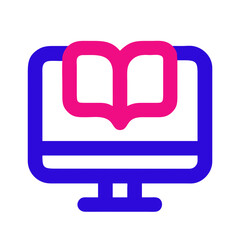 Poster - Digital Learning Icon with Open Book on Computer Screen  
