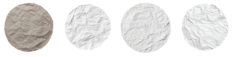Aufkleber - Isolated minimalist mockups of crumpled paper textures in shades of white and gray for design projects