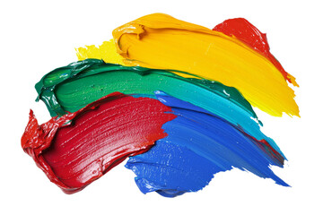 Poster - Colorful paint strokes on a white background create a vibrant minimalist composition for artistic inspiration