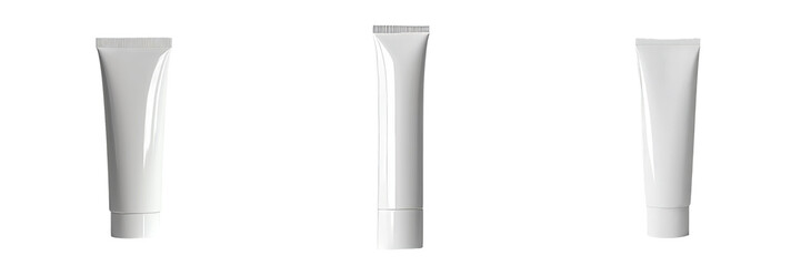 Leinwandbilder - Minimalist mockups of isolated white cosmetic tubes with clean design for branding and packaging purposes