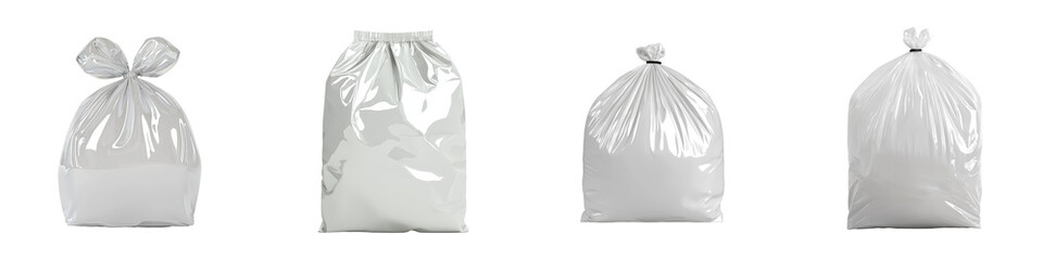 Aufkleber - Minimalist mockups of various white garbage bags in a clean isolated setting