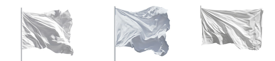 Leinwandbilder - Minimalist mockups of flowing white flags against an isolated background create a calming atmosphere and emphasize simplicity in design