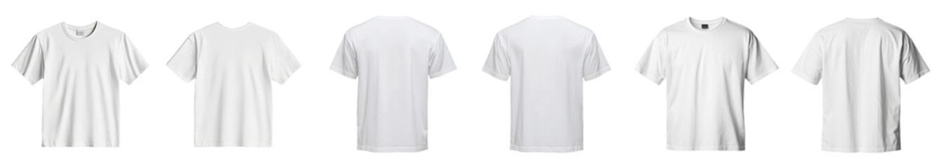Leinwandbilder - Minimalist mockup design featuring isolated white t-shirts from multiple angles showcasing versatility for apparel branding and advertising