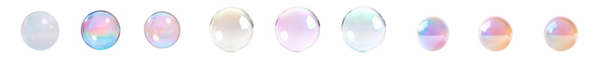 Poster - Elegant set of isolated minimalist mockups featuring colorful and reflective orbs with varying transparencies and tones