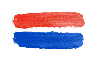 Aufkleber - Isolated mockups of red and blue paint strokes on white background for design and branding purposes