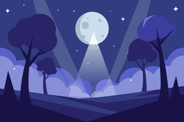 night landscape with moon
