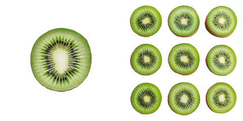Aufkleber - Unique minimalist mockups featuring sliced kiwi arranged in creative presentation styles for modern design projects