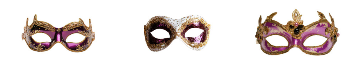 Aufkleber - Unique collection of isolated minimalist mockups featuring decorative masquerade masks in various styles