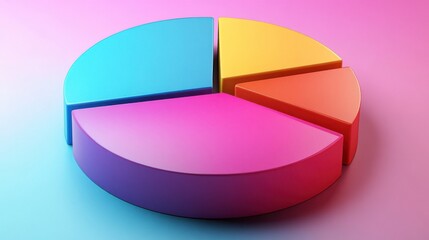 Poster - A colorful pie chart divided into four segments, showcasing vibrant colors against a soft gradient background.